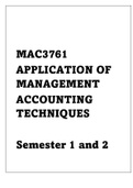 MAC3761 APPLICATION OF MANAGEMENT ACCOUNTING TECHNIQUES Semester 1 