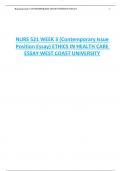 NURS 521 WEEK 3 &lpar;Contemporary Issue  Position Essay&rpar; ETHICS IN HEALTH CARE  ESSAY WEST COAST UNIVERSITY