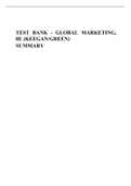 Global Marketing, Test Bank 8e (Keegan Green) Chapter 1 Introduction to Global Marketing- All chapters