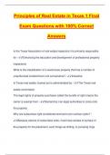 Principles of Real Estate in Texas 1 Final Exam Questions with 100&percnt; Correct Answers