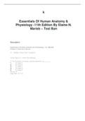 Essentials Of Human Anatomy & Physiology -11th Edition By Elaine N. Marieb - Test Bank.