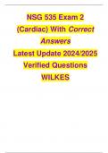 NSG 535 Exam 2 &lpar;Cardiac&rpar; With Correct Answers Latest Update 2024&sol;2025 Verified Questions