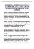 ATI MEDICAL SURGICAL ONCOLOGY EXAM WITH ACTUAL QUESTION AND 100&percnt; CORRECT ANSWERS&lbrace;FOR A&plus; GRADES&rcub;