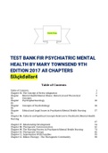 TEST BANK FIR PSYCHIATRIC MENTAL HEALTH BY MARY TOWNSEND 9TH EDITION 2017 ||ALL CHAPTERS|COMPLETE|