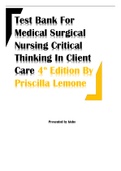 Test Bank For Medical Surgical Nursing Critical Thinking In Client Care 4th Edition By Priscilla Lemone&vert;All Chapters&vert;