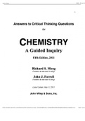 Answers to critical thinking Questions for Chemistry A Guided inquiry 5th edition   2011, 2021 review