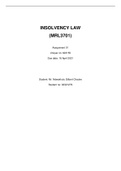 MRL3701 - INSOLVENCY LAW  - Marked Assignment