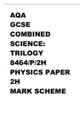 AQA GCSE COMBINED SCIENCE TRILOGY 8464-P-2H Physics Paper 2H Mark scheme