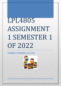 LPL4805 ASSIGNMENT 1 SEMESTER 1 OF 2022 [853392]