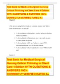 Test Bank for Medical-Surgical Nursing Critical Thinking in Client Care 4 Edition WITH QUESTIONS & ANSWERS 100&percnt; CORRECTLY&sol;VERIFIED RATED A&plus;