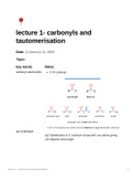 Carbonyls and tautomerisation