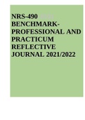 NRS 490 PROFESSIONAL CAPSTONE AND PRACTICUM REFLECTIVE JOURNAL 2021&sol;2022 &vert; NRS 490 Professional And Practicum Reflective Journal