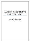 MAT2691 ASSIGNMENT 1 SEMESTER 1 - 2022
