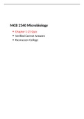 MCB2340 Microbiology Chapter-1 to 25 Quiz , Already best graded Document, Rasmussen college