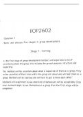 IOP2602 Assignment Questions 1" 5stages group dev +6 Elements Answers