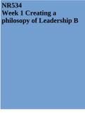 NR534 Week 1 Creating a philosopy of Leadership B