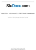 NUR 2063 &sol; NUR2063 Essentials Of Pathophysiology Exam 1 REVIEW SHEET UPDATED