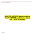 NUR2755 / NUR 2755 Multidimensional Care IV / MDC 4 Exam 3 Review (Latest 2021 / 2022) Rasmussen GRADED A