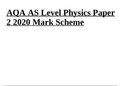  AQA AS Level Physics Paper 2 2020 Mark Scheme.