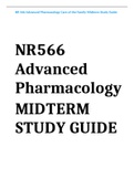 NR 566 Advanced Pharmacology Care of the Family Midterm Study Guide