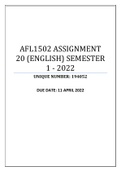 AFL1502 ASSIGNMENT 2 SEMESTER 1 - 2022 (194052)