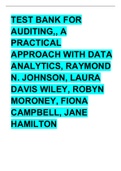 Test Bank for Auditing,, A Practical Approach with Data Analytics, Raymond N. Johnson