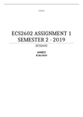 ECS2602 ASSIGNMENT 1 SEMESTER 2 - 2019 ECS2602