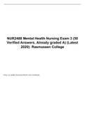 NUR2488 Mental Health Nursing Exam 3 (50 Verified Answers, Already graded A) (Latest 2020): Rasmussen College