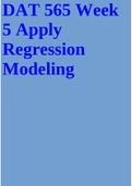 DAT 565 Week 5 Apply Regression Modeling