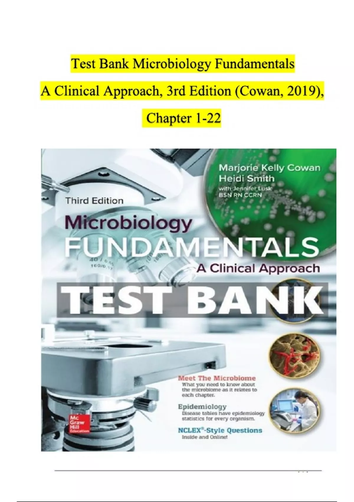 TEST BANK For Microbiology Fundamentals A Clinical Approach, 4th
