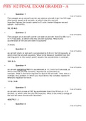 PHY 102 FINAL EXAM GRADED - A&period;
