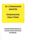 Chapter 1| Entrepreneurial Opportunities | Class 12th | Handwritten Notes
