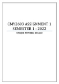CMY2603 ASSIGNMENT 1 SEMESTER 1 - 2022 (185260)