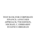 TEST BANK FOR CORPORATE FINANCE A FOCUSED APPROACH, 7TH EDITION, MICHAEL C. EHRHARDT EUGENE F. BRIGHAM
