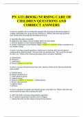 PN ATI NURSING CARE OF CHILDREN QUESTIONS AND CORRECT ANSWERS