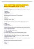 NHA&colon; CERTIFIED CLINICAL MEDICAL ASSISTANT PRACTICE EXAM 1 QUESTIONS AND ANSWERS
