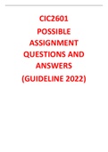 CIC2601 POSSIBLE ASSIGNMENT QUESTIONS AND ANSWERS 2022