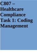 C807 – Healthcare Compliance Task 1: Coding Management