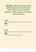 CMN568 &sol; CMN 568 &lpar;Latest 2024 &sol; 2025&rpar; Intro to Family NP Unit 2 Exam Questions and Verified Answers &vert; 100&percnt; Correct &vert; Grade A &ndash; South Alabama