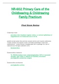 Final Exam Review - NR602 &sol; NR-602 &sol; NR 602 &lpar;Latest&rpar; &colon; Primary Care of the Childbearing and Childrearing Family Practicum - Chamberlain