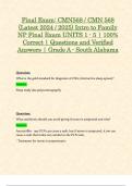 Final Exam&colon; CMN568 &sol; CMN 568 &lpar;Latest 2024 &sol; 2025&rpar; Intro to Family NP Final Exam UNITS 1 - 5 &vert; 100&percnt; Correct &vert; Questions and Verified Answers &vert; Grade A - South Alabama