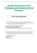 Week 6 Quiz Study Guide - NR602 &sol; NR-602 &sol; NR 602 &lpar;Latest&rpar; &colon; Primary Care of the Childbearing and Childrearing Family Practicum - Chamberlain