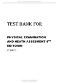 TEST BANK FOR PHYSICAL EXAMINATION AND HEATH ASSESMENT 8TH EDITOION BY JARVIS&period;