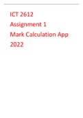 ICT2612 2022 ASSIGNMENT 1 SOLVED MARK CALCULATION  APP SOURCE CODE