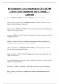 Biochemistry Macromolecules UPDATED  Actual Exam Questions and CORRECT  Answers