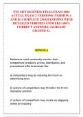 ETS MFT BUSINESS FINAL EXAM 2024  ACTUAL EXAM 2 VERSIONS &lpar;VERSION A  AND B&rpar; COMPLETE 250 QUESTIONS WITH  DETAILED VERIFIED ANSWERS &lpar;100&percnt;  CORRECT ANSWERS&rpar; &sol;ALREADY  GRADED A&plus;