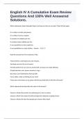 English IV A Cumulative Exam Review  Questions And 100&percnt; Well Answered Solutions&period;