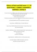 History of Rock and Roll exam 1 &vert;&vert; 45 QUESTIONS&vert;&vert; CORRECT ANSWERS&vert;&vert; VERIFIED&vert;&vert; RATED A