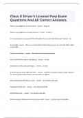  Class E Driver's License Prep Exam Questions And All Correct Answers&period;