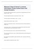  Missouri Class E Driver's License Information Study Guide Exam And Actual Answers&period;